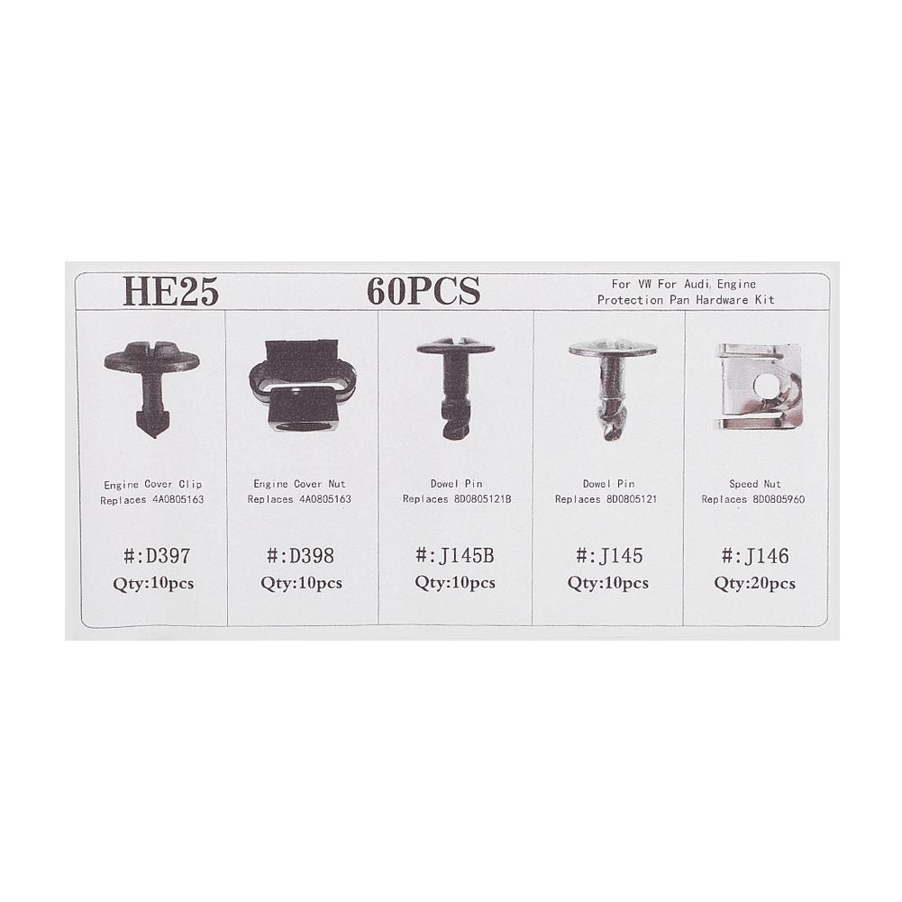 60Pcs Car Engine Protection Pan Clips Nut Pin Hardware Kit