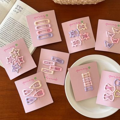 4pcs/set Cute Colorful Geometric Mini Hair Clips For Girls Sweet Hair Ornament Hairpins Barrettes Kids Lovely Hair Accessories