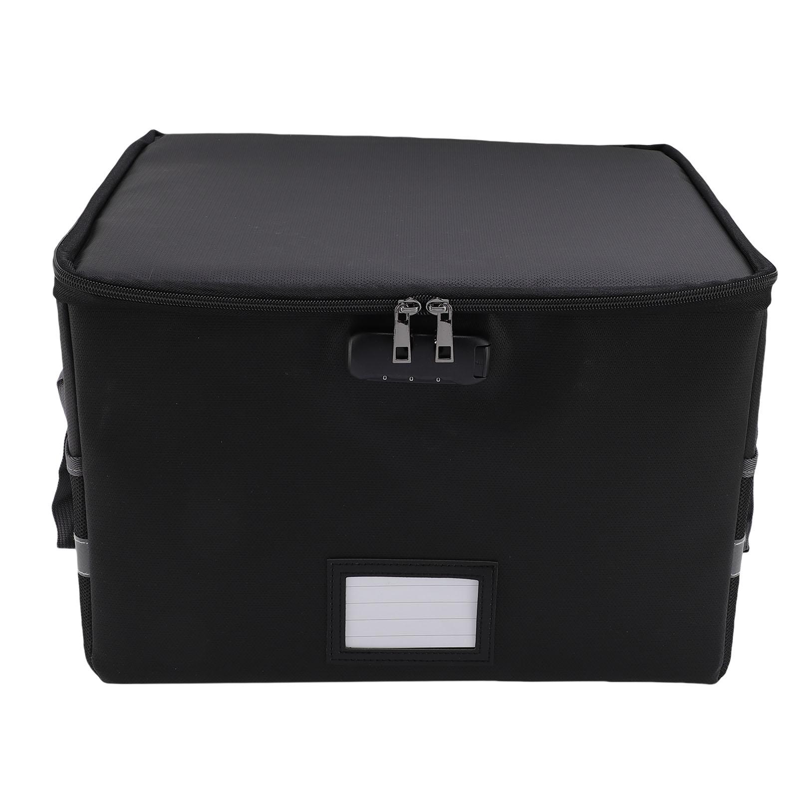

Fireproof Document Box Water Proof Antistatic Reflective Stripe Portable File Box with Lock for CD DVD USB Photos Filing Box чёрный