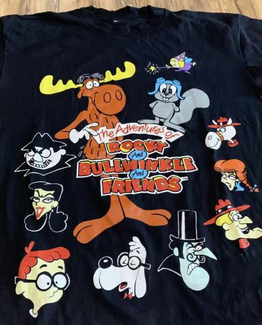 Vintage Adventures of Rocky & Bullwinkle Black Shirt Unisex S to 5XL BO422 Unisex T-Shirt XL