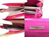 Authentic FENDI Zucca Khaki Canvas Shocking Pink Leather Round Zip Long Wallet #a221  Refurbished