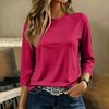 Women's Loose Fit Raglan Sleeve Three-Quarter Length Top - Casual Color Cotton T-Shirt for Everyday Wear