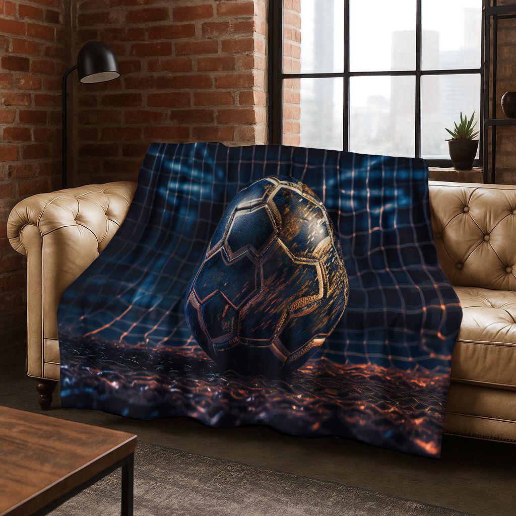 Green Black Football Field Stadium Art Flannel Blanket,Cozy Soft Throw Blanket for Home Bedroom Bed Sofa Picnic Cover Kids Gift