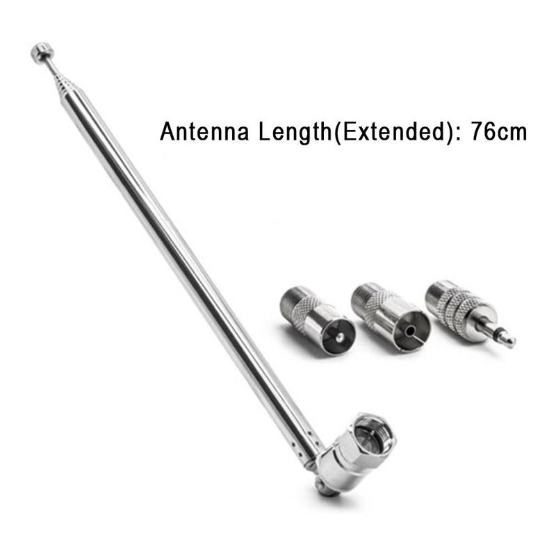 Stereo Receiver Amplifier Rod Antenna 3.5mm Adapter FM Radio Antenna Telescopic Screw F Type Male Plug Connector