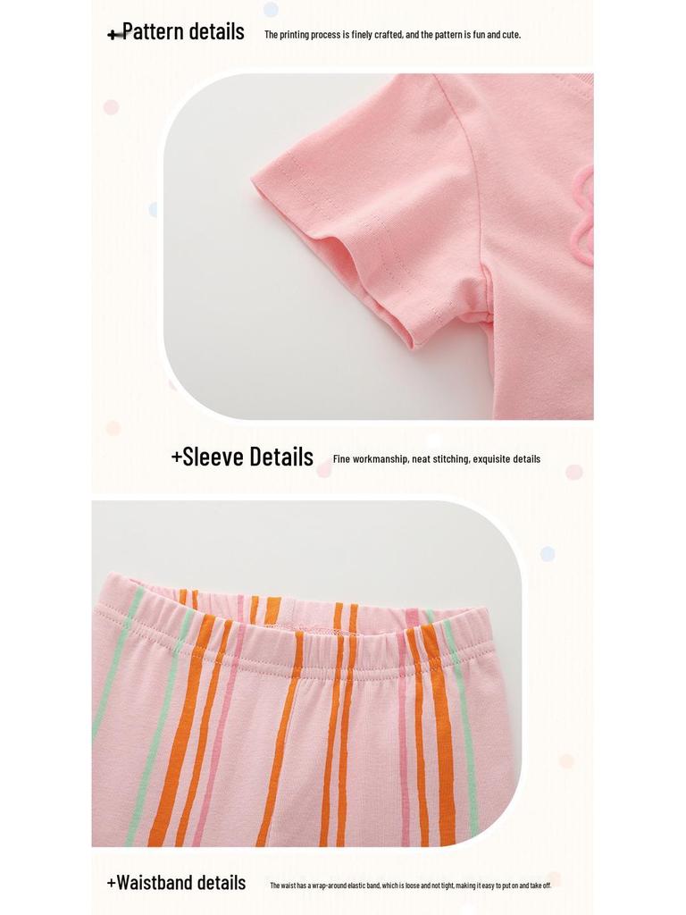 Malwee Sommarset för flickor med T-shirt och byxor med resår i midjan