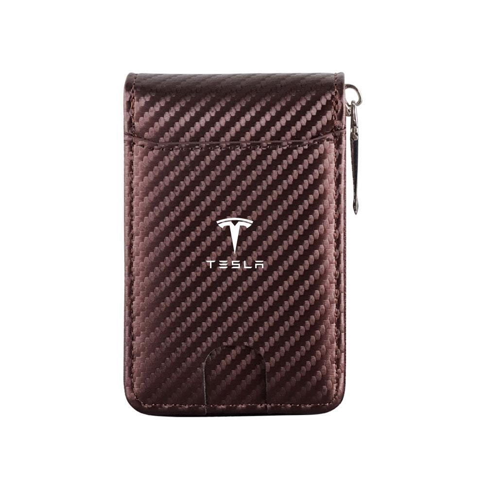 

1PCS New Car Logo Wallet Credit Photo Card Purse Wallet for Tesla Model 3 Model S Model X Model Y Roadster Invader Coil Mod WYE