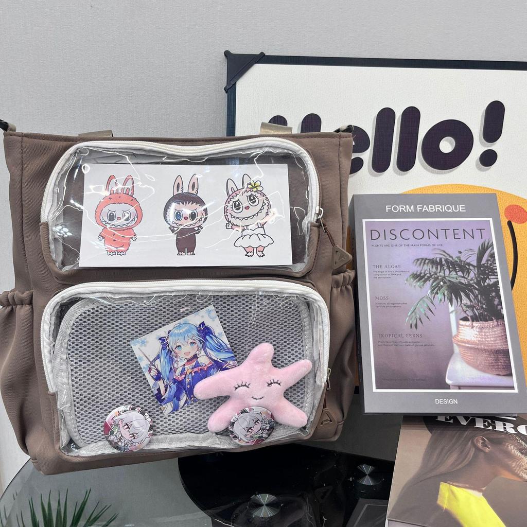 Ita-Tasche mit großer Kapazität und mehreren Taschen mit niedlichen Knöpfen für Mittel- und Oberstufenschüler