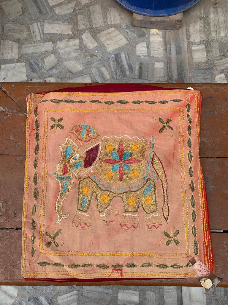Hand Embroidered Cotton Pillow Cover: Bohemian Decorative Cushion 40