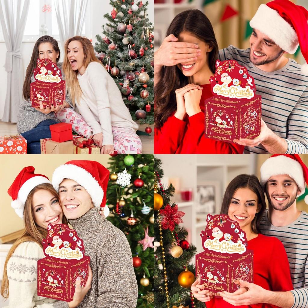 Red Christmas Themed Stripe Box Gift Wrap Holiday Event Supplies Decoration