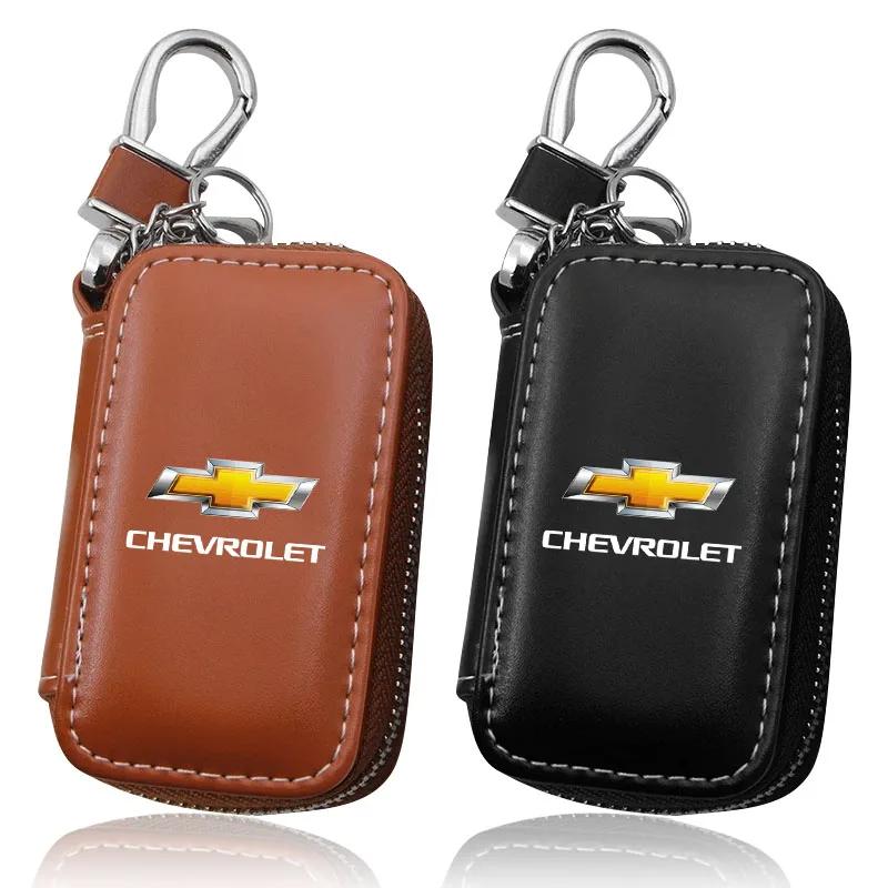 Leather Car Key Holder Car Keychain Bag Organizer Car Key Case for Chevrolet Cruze Equinox Sail Aveo Captiva Trax Car Stickers LB5