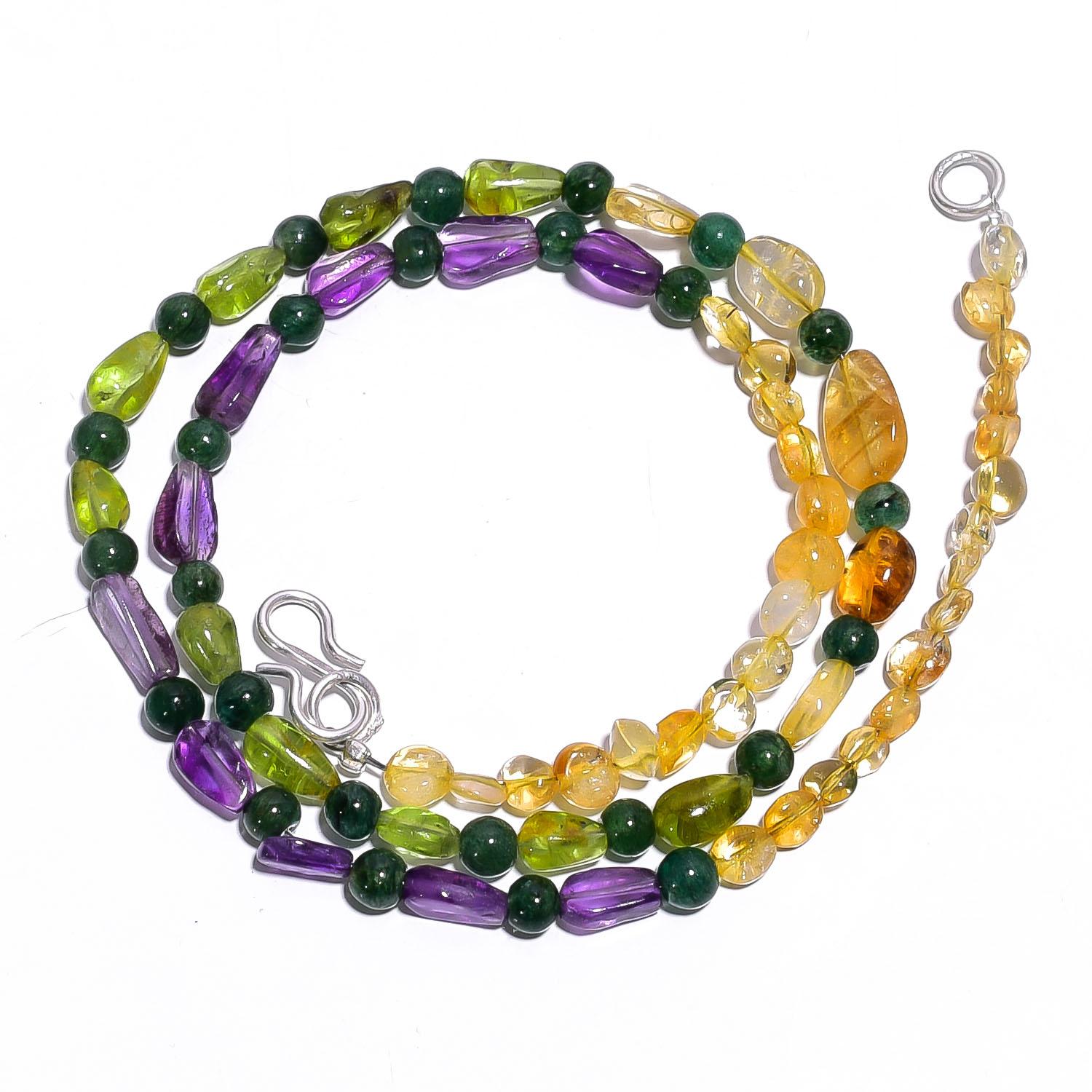 

Натуральный Цитрин Аметист Перидот Драгоценный Камень Гладкие Бусины Ожерелье 17 UB-4512 UB-4512