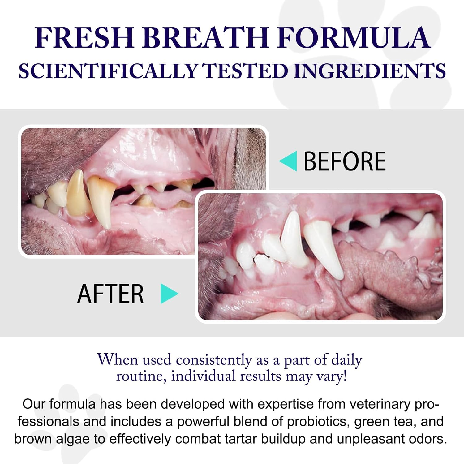 Dog Teeth Cleaning Powder - Dog Dental Powder - Plaque Off Pet Tooth Cleaning lab co - Targets Tartar & Reduces Plaque & Bad Breath - Teeth Cleaning