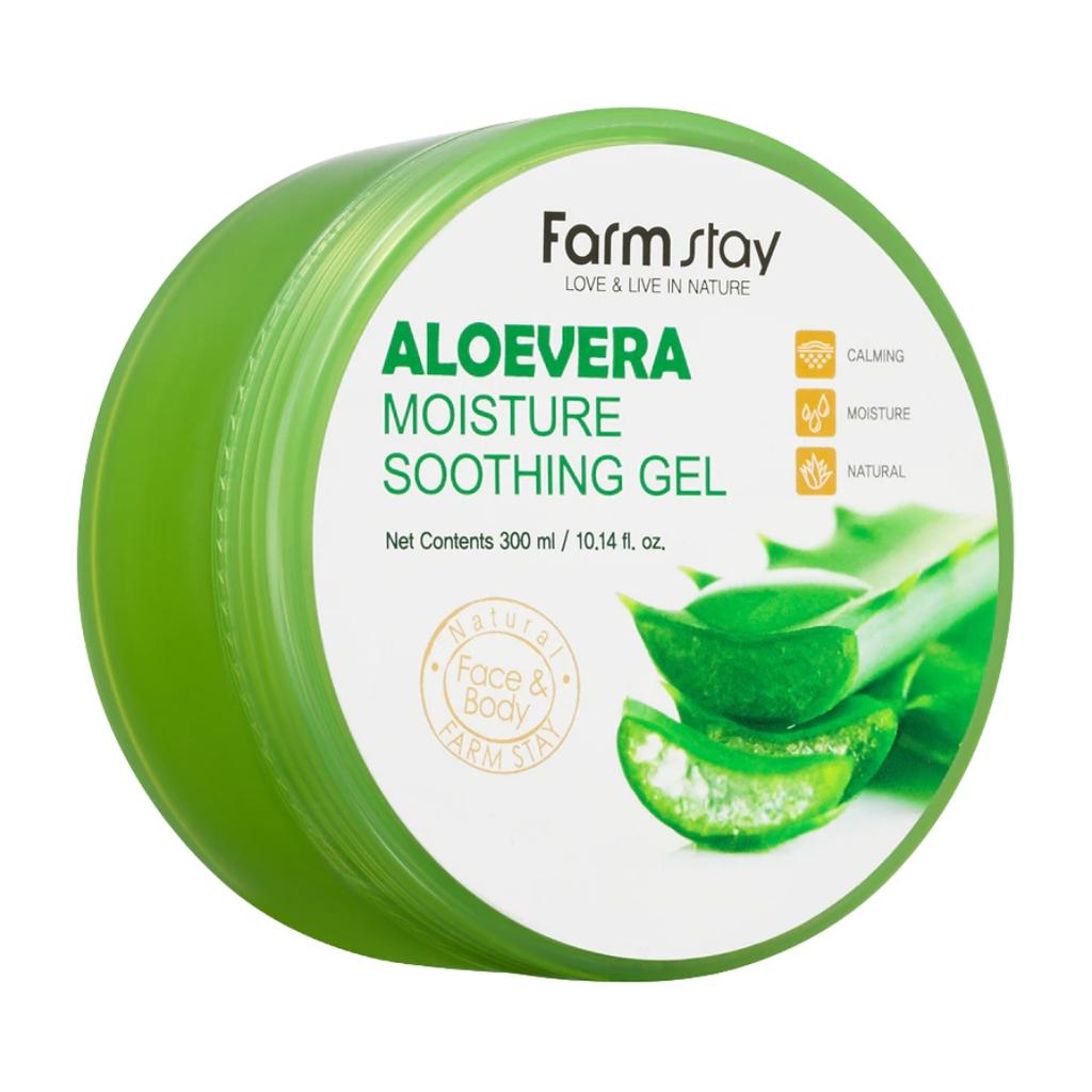 FARMSTAY Aloevera Moisture Soothing Gel 300 ml - wielofunkcyjny żel aloesowy do twarzy i ciała