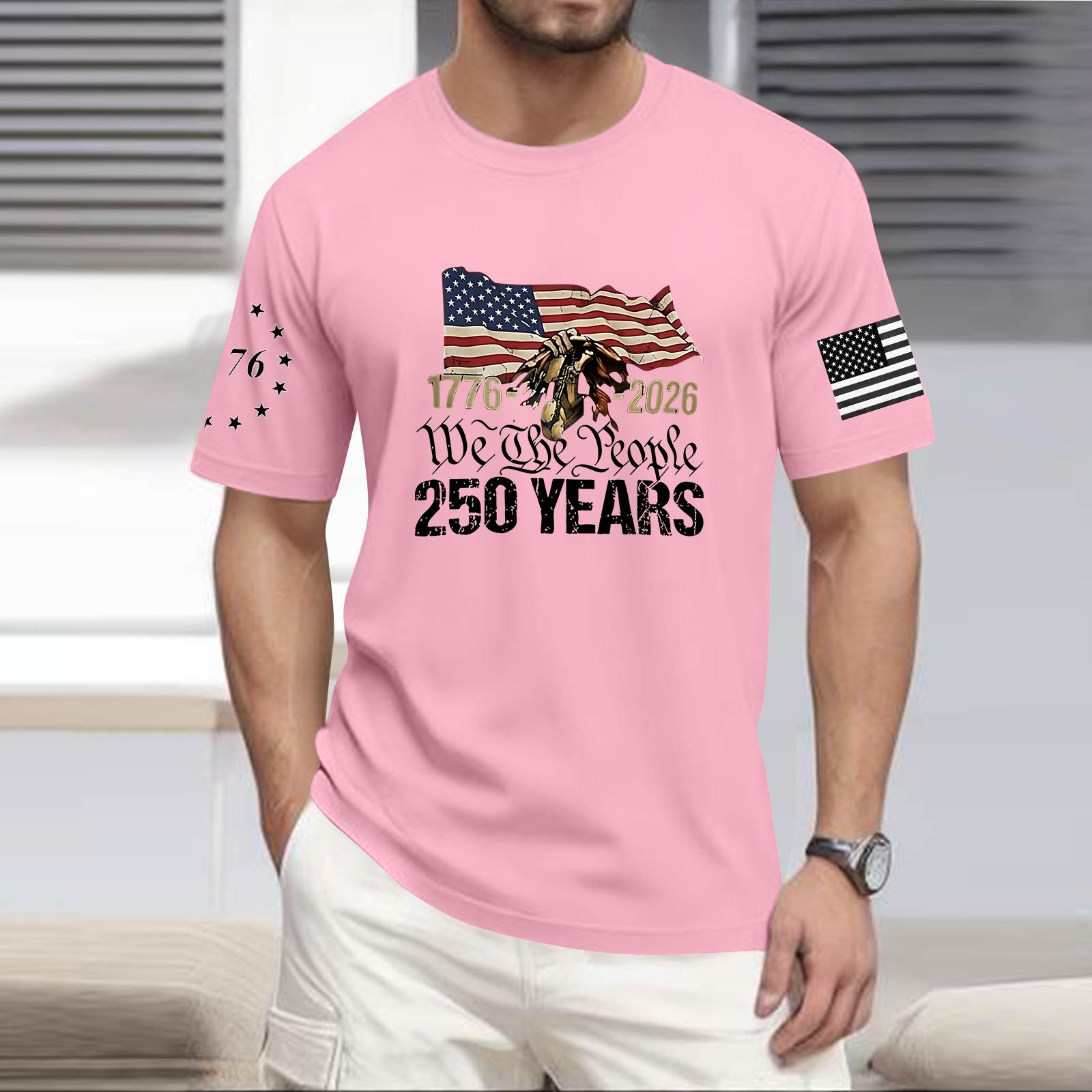 

Men s Casual Round Neck Lightweight Short-Sleeve Top XXXXL рожевий