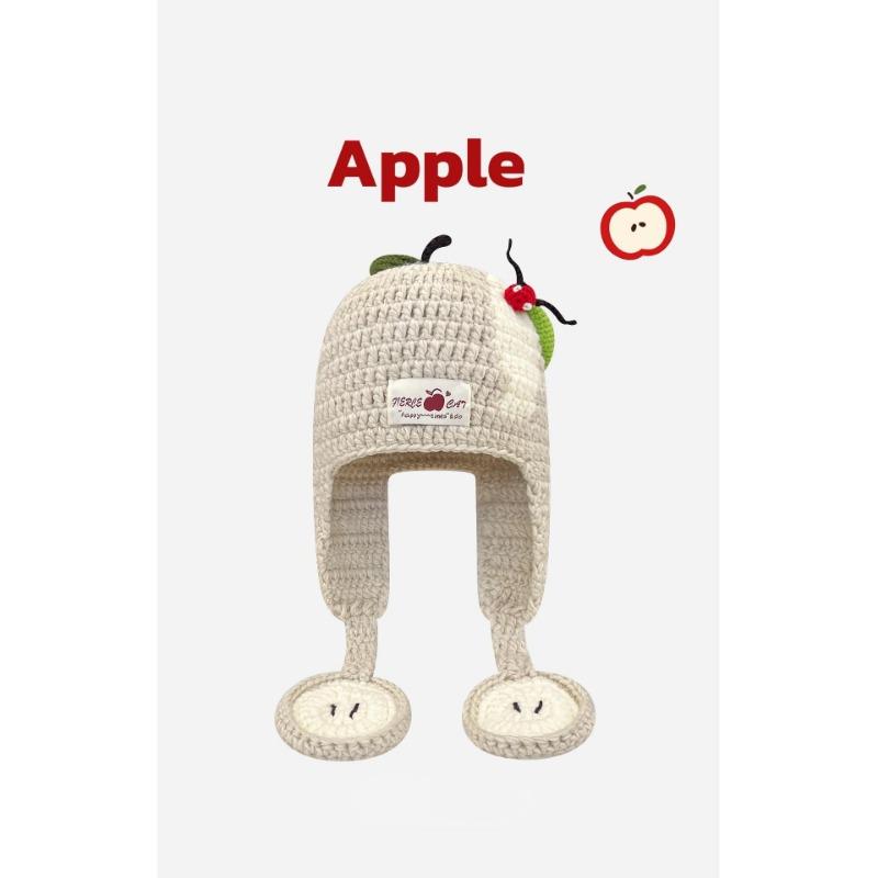 

25 early autumn new designer apple moth knitted hat women s big head circumference showing face small wool hat Head circumference 54-59CM бежевый