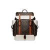 New Hitch Coated Canvas With Leather Backpack Tubas Men's White & Dark Brown C8460-JITX0