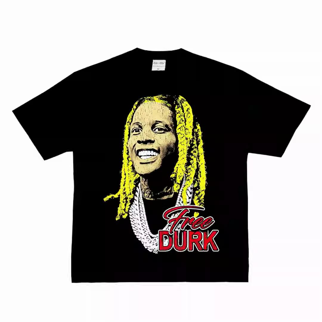 Lil Durk Free Durk Graphic TShirt Washed Cotton Hip Hop Support Vibe Unisex Loose Crew Neck Streetwear Summer Casual Tees L
