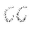 Elegant Stainless Steel Round Bead Earrings - Simple High-End European & American Style Stud Jewelry for Women