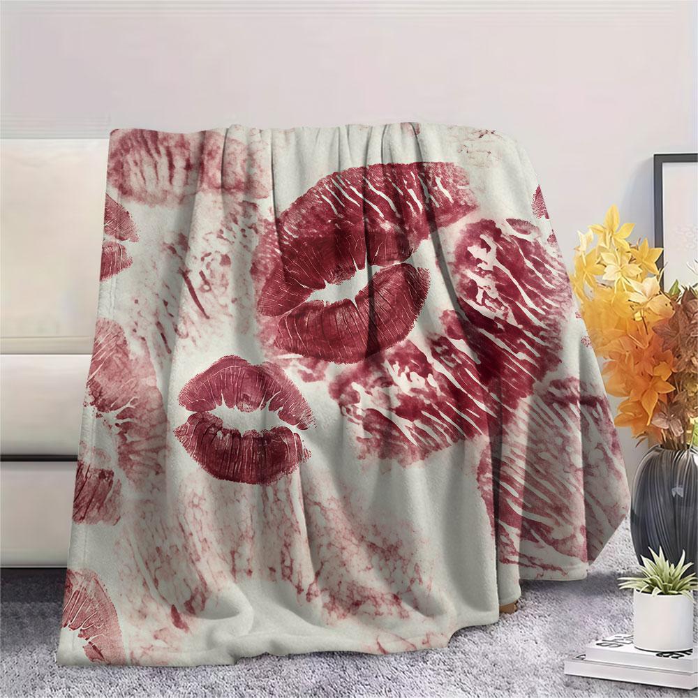 1PC Heart Graphic Print Flannel Blanket Lightweight and portable for Lunch Break Warmth and Comfort Birthday Gifts Ideal Gift