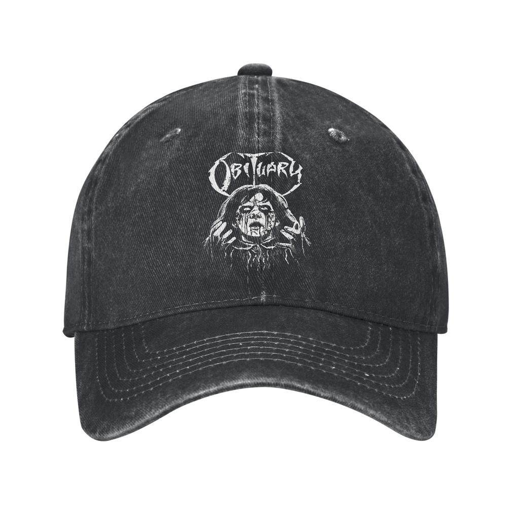 White Obituarys Logo Death Metal Unisex Baseball Caps s Music Band Distressed Washed Hats Cap Retro Golf Adjustable Sun Cap