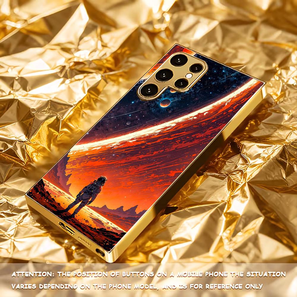Science Fiction Protective Cover Highend Electroplating Glass PhoneCase for Samsung Galaxy S26 S25 S24 S23 S22 S21 FE,Ultra,Plus
