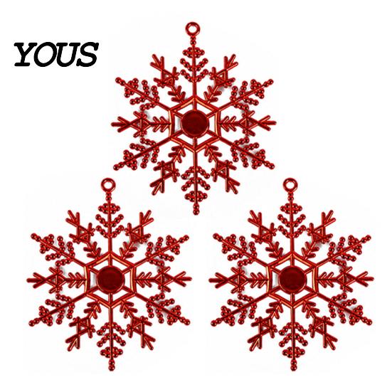 Three Dimensional Snowflake Hanging Ornaments 3Pcs Christmas Tree Snowflakes Ornaments, 10cm Glitter Plastic Holiday Party Decor for Decorations