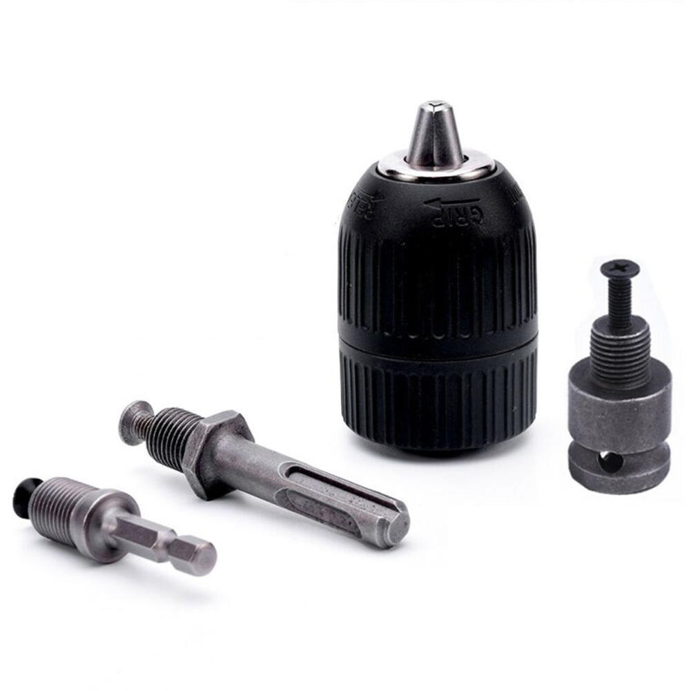 Keyless Drilling Chuck 2-13mm Converter 1/2"-20UNF Thread Quick Change Adapter SDS 1/4" Hex Impact Driver Wrench Drill Bit