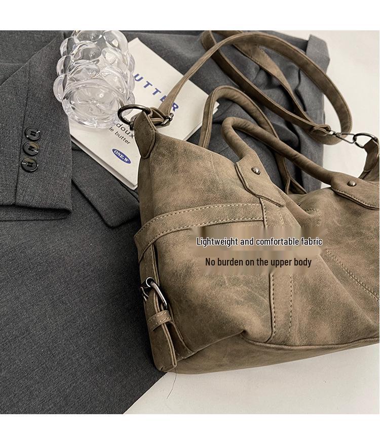 Stylish Large-Capacity Frosted Shoulder Bag: Versatile Women's Travel Handbag