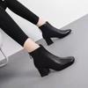 Women's Ankle Boots: Fleece-Lined Genuine Leather, Chunky Heel, High Heel Martin Style for Autumn/Winter 2025.