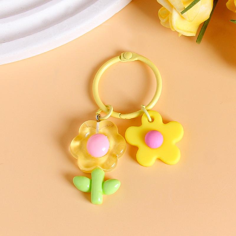 Candy Color Flower Keychain Pendant Sweet Versatile Earphone Case Hanging Decoration Backpack Decoration Accessories Gifts