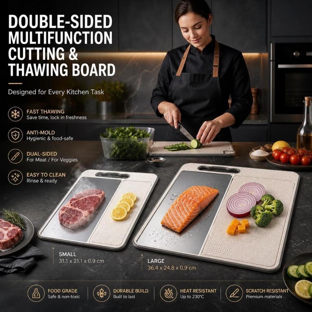Stainless Steel Chopping Board Double-Sided Vegetable Cutting Board Cutting Board Mats  Frozen Meat