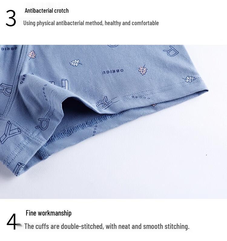 AB Men's Printed Antibacterial Mid-Waist Boxer Briefs (2-Pack)