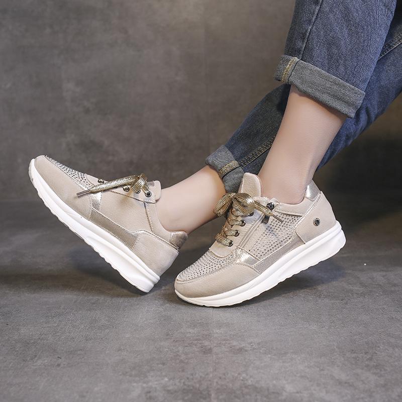 New Flat Casual Round Toe Rhinestone Single Shoes Women's Fashion Sports Casual Shoes Women's Board Shoes