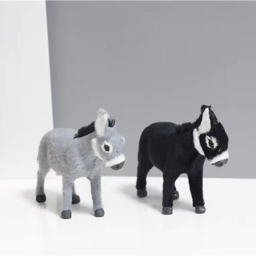 Mini Realistic Donkey Figurine Handmade Artificial Fur Non Stuffed Eco Friendly Desk Decor Gift Car Ornament Keychain