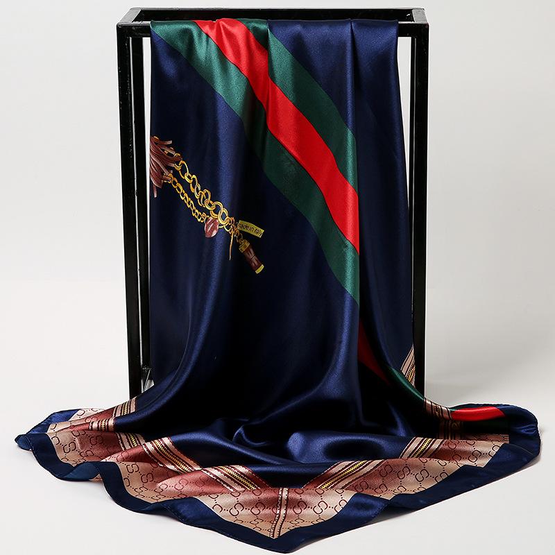 Chinese Style 90 * 90Cm Large Square Scarf Simulation Silk Scarf Scarf Shawl