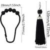 Tassel Shower Curtain Hooks for Bathroom Decorative - Rust Proof Black Curtain Rings - Stainless Steels Metal Shower Hook with Tassel Set of 12 for