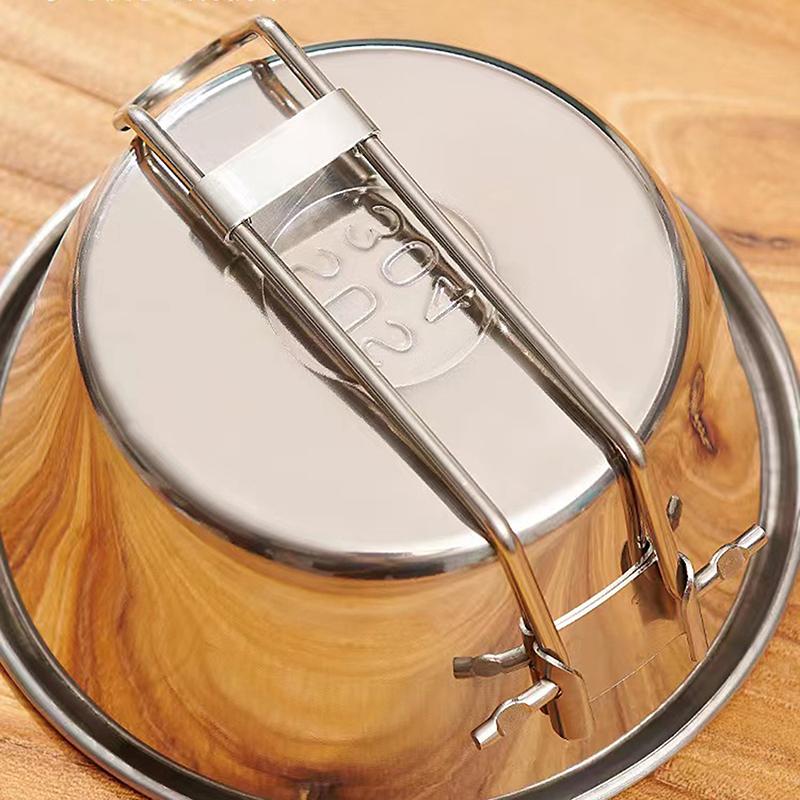 Outdoor Folding Bowl Stainless Steel Camping Bowl Cooking Tableware Hiking Travel Picnic Bowl Utensil