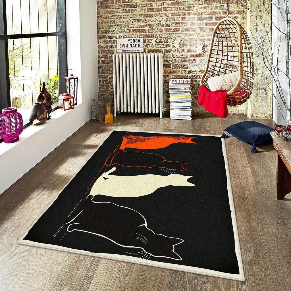Cute Cat Carpet Minimalist Design Cat Line Room Decorative Modern Rug Home Decor Non-Slip Cloakroom Floor Mat Room Aesthetic