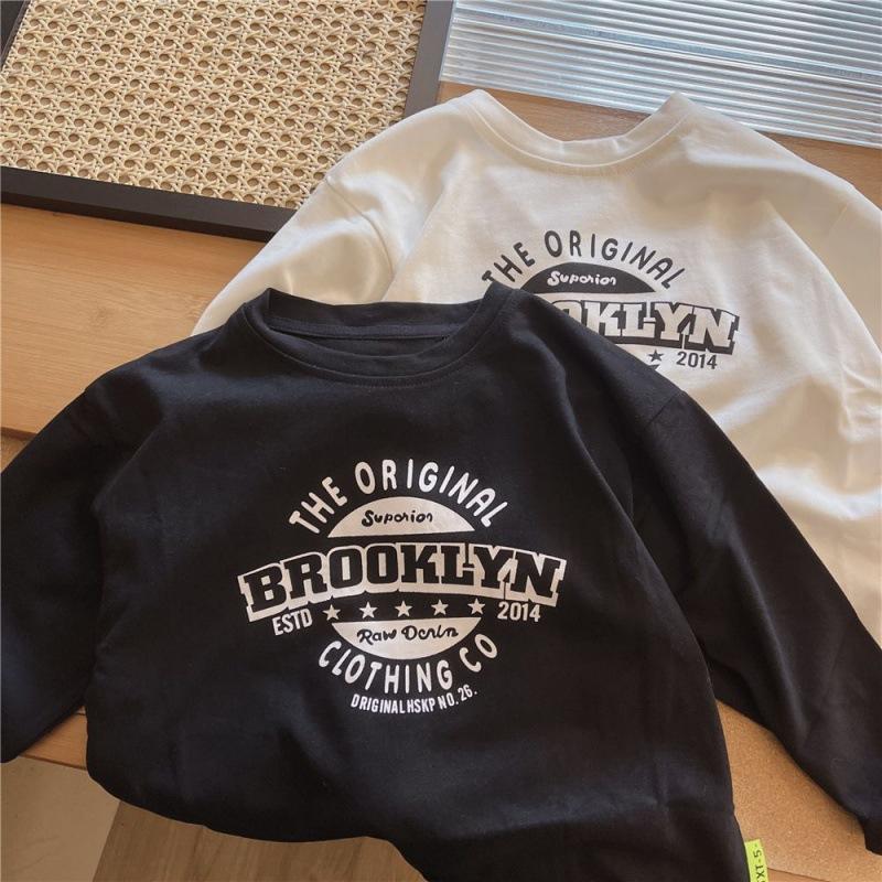 Spring Autumn Kids Cotton Long Sleeve T Shirt Boys Girls Fashionable Printed Base Layer Top Comfortable Casual Wear