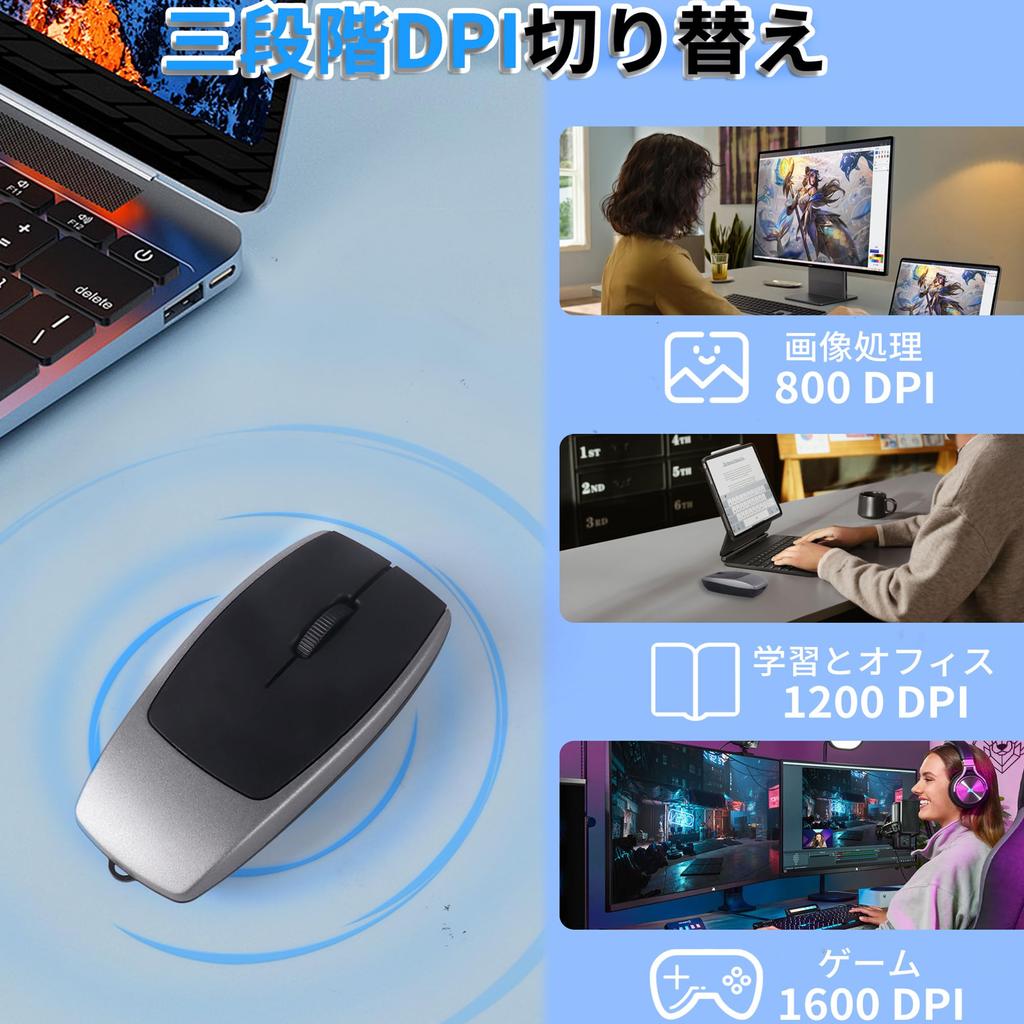 Wireless Dual-Function Mouse with Bluetooth, TF Card Reader, Ultra-Small, Lightweight (25g), Slim, Mobile, 80012001600 DPI, 3-Level Switching, 4