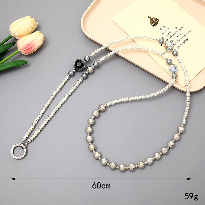 Yi Lian Acrylic Beaded Phone Chain: Pearl Crossbody Strap Charm for Women