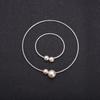 Wedding Necklace and Bangle Set Imitation Pearl Decor Full Rhinestones Jewelry for Ladies and Mother Decoration