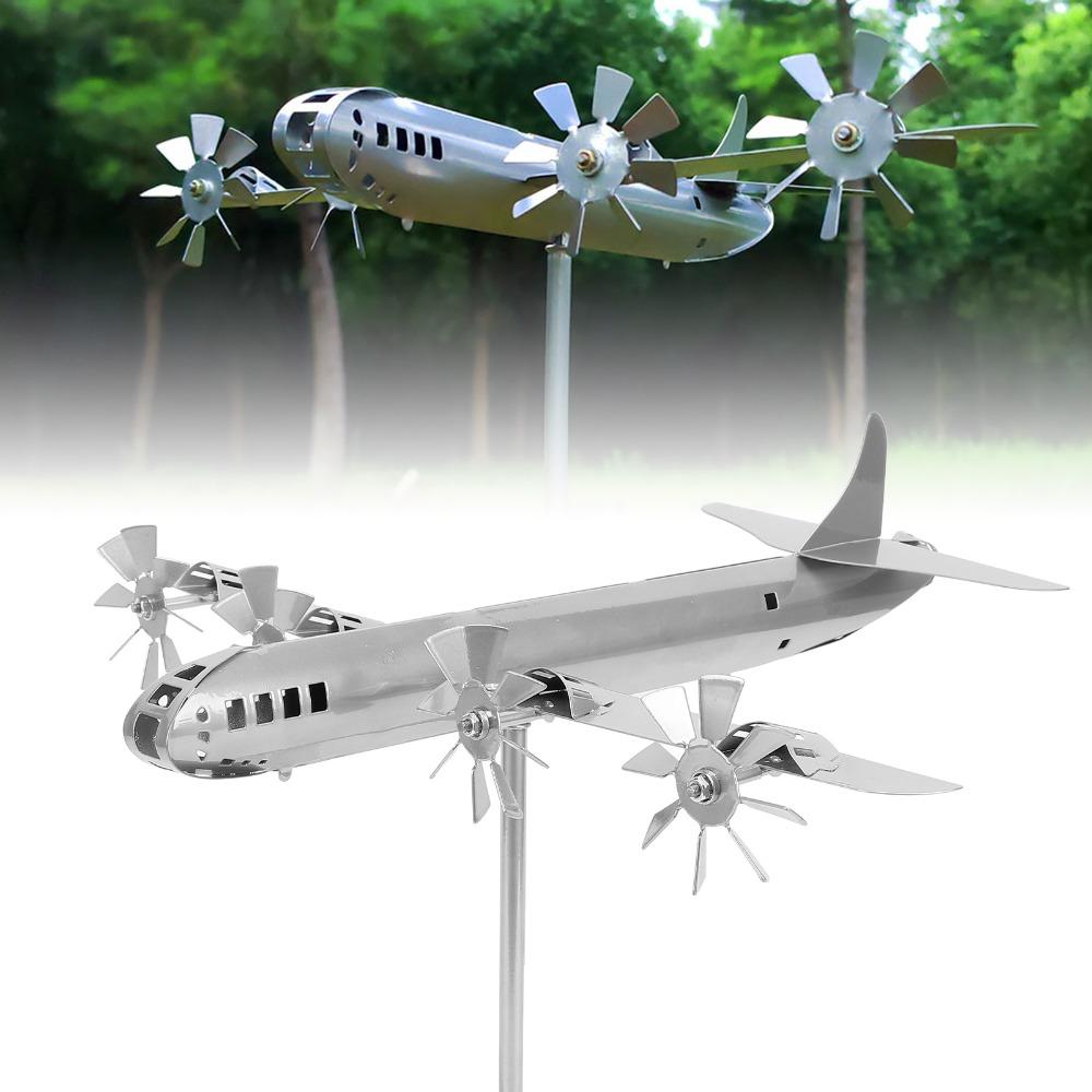 8pcs Iron Metal Wind Spinner Silver Garden Windmill Decor Airplane Windmill  Garden Yard Patio