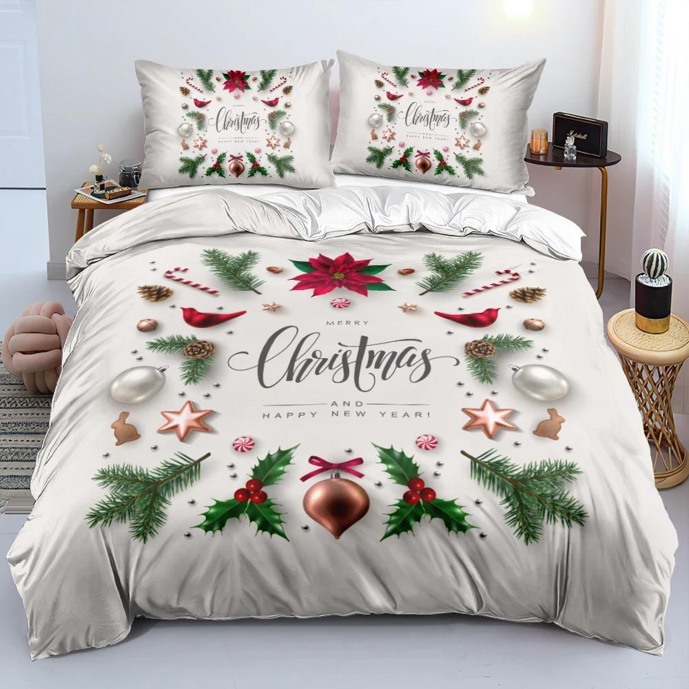 3D Merry Christmas Duvet Cover Set And Pillowcase(s) King/Queen/Double Quilt Covers Set 3D Bedding Sets Queen Size 2/3pcs