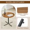 Round side table, Modern coffee table with walnut surface and black metal frame, Sofa table for living room, bedroom, balcony, office