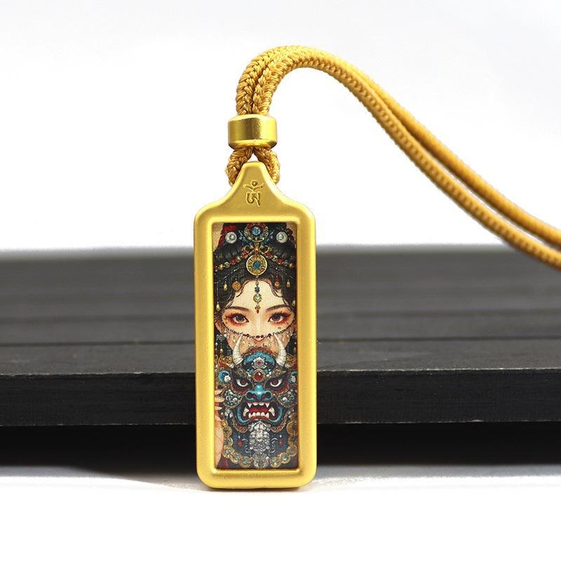 Sacred Tara Thangka Necklace Gold Plated for Spiritual Growth and Protection