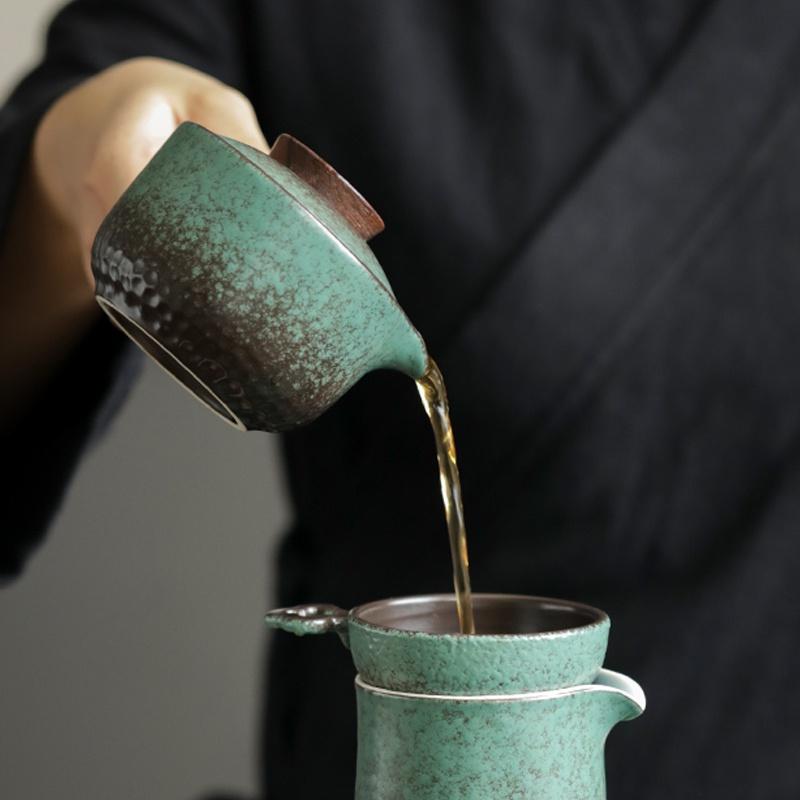 Teiera Nera in Argilla da 200ml con Manico Laterale Set Creativo in Ceramica per Tè Kung Fu