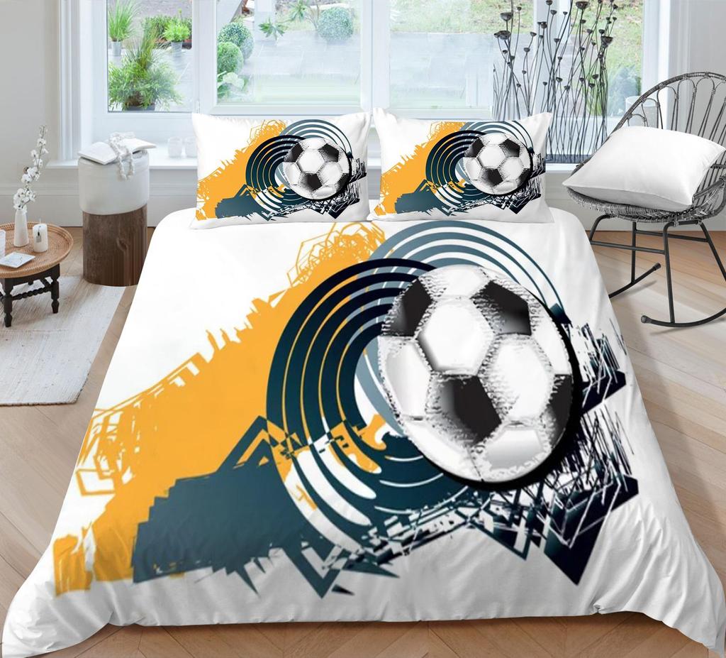 3D Printed Football Bedding Quilt Cover Pillowcase Full Size Double Bed Set 2/3 Pieces of Microfiber Fabric Soft Home Decoration