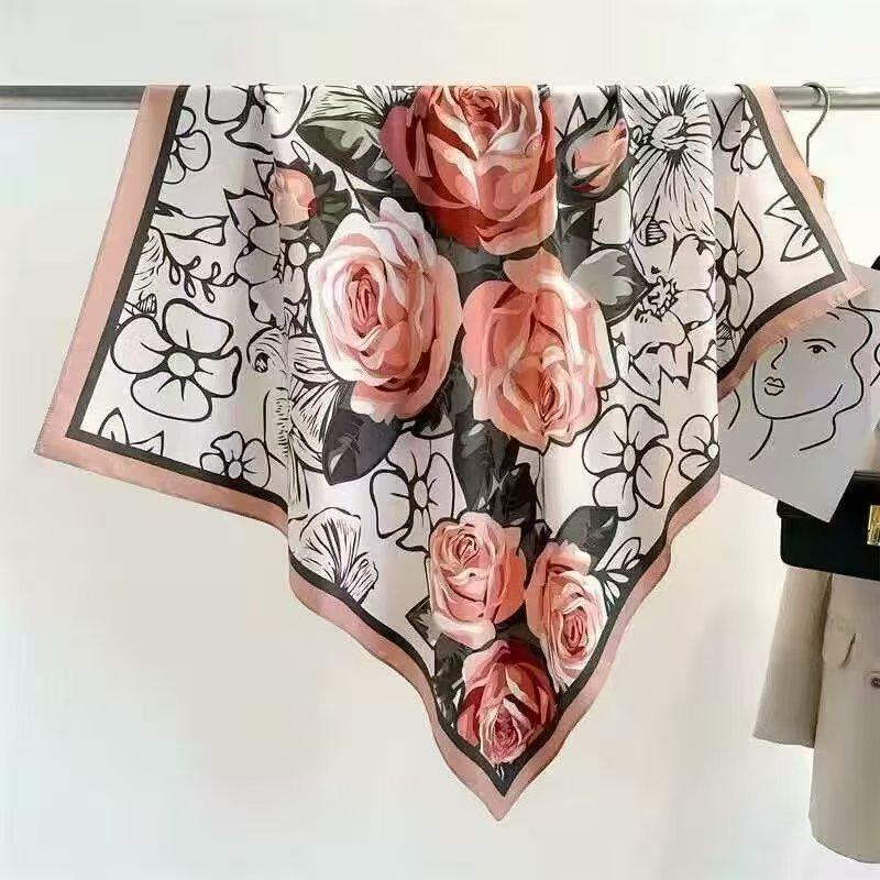 

New 70 * 70cm Korean style square scarf, silk scarf, all season sun protection scarf, tie bag, headband, versatile