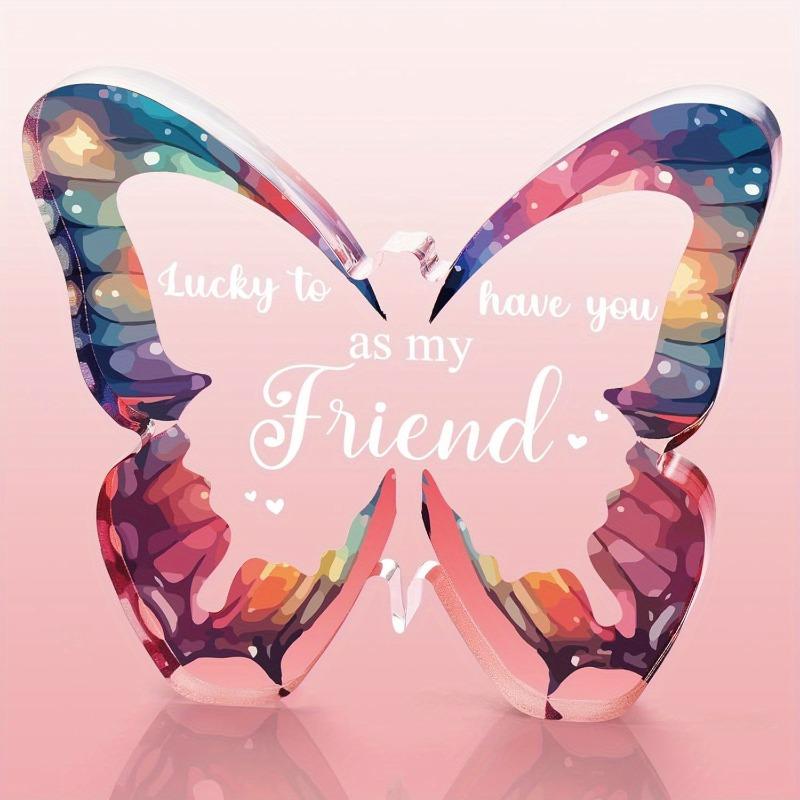 

2D Flat Acrylic Butterfly Desk Decor Plaque, Women S Friendship Gift, Suitable for wall decoration, porch, room, villa, accents Home, Hallway, or Work 11*9.5CM